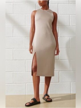 YPB Beige NeoKnit Sleeveless Column Midi Dress, size S